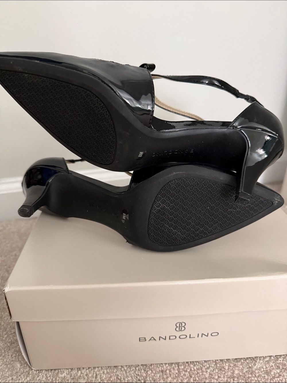 Bandolino Black Patent Leather Pointed-Toe Slingback Heels - Picture 4 of 5